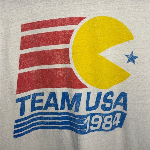 Team USA 1984 PacMan Olympics white Graphic T-Shirt - Picture 2 of 5